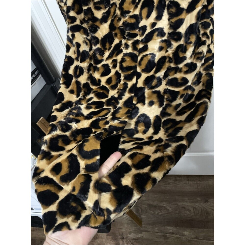 Scotch & Soda Leopard Print Faux Fur Trench Coat - Tan, Black - Picture 9 of 12